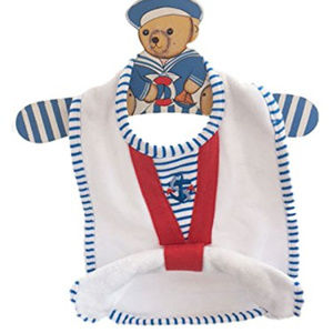 Bear Sailor Baby Bib and Washcloth Hanger Set NEW!
